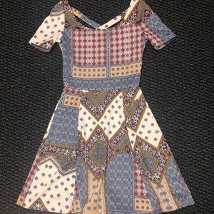 Patterned short sleeve, Skater style dress
